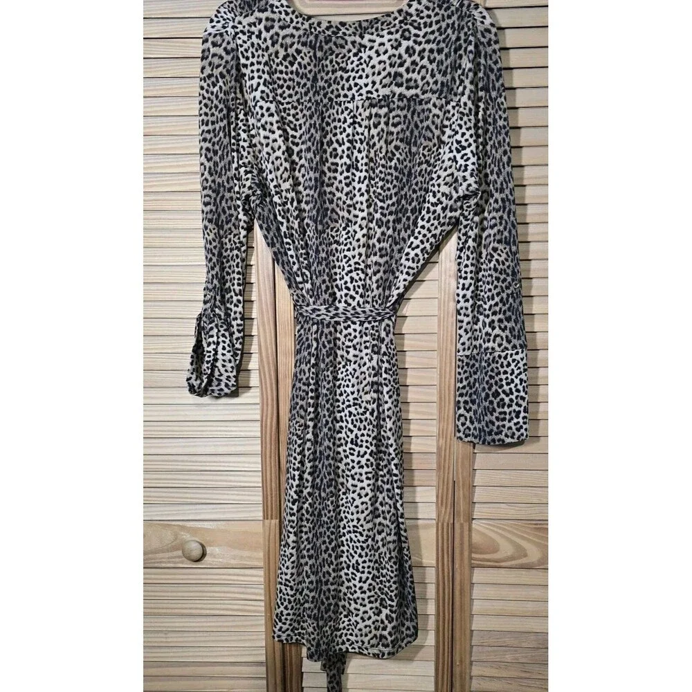 Michael Kors NWT! Stretchy‎ Belted Leopard Print 3/4 Sleeve Dress Size 0X C88